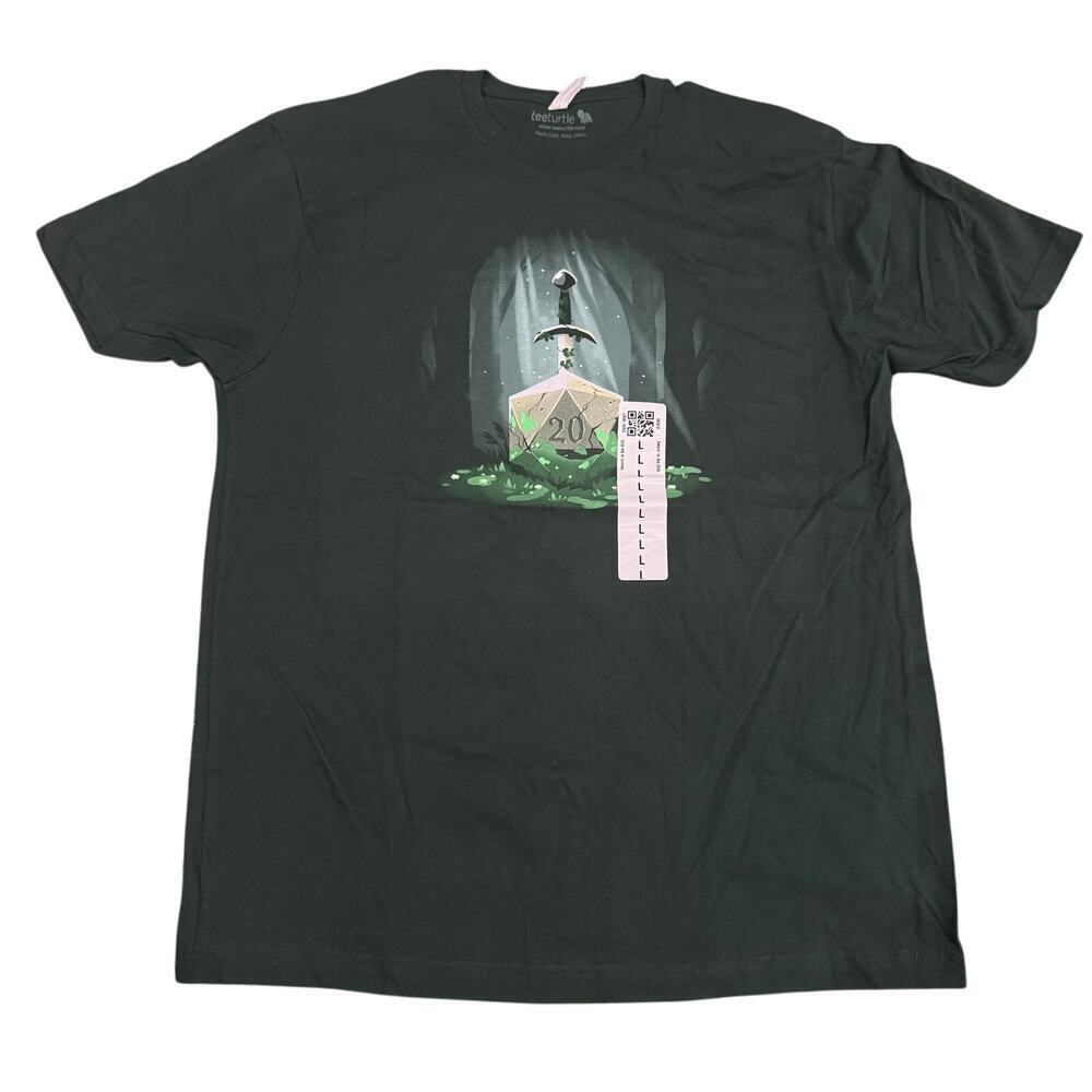 TeeTurtle Sword in the D20 Graphic T-Shirt in Green, Size L​​​